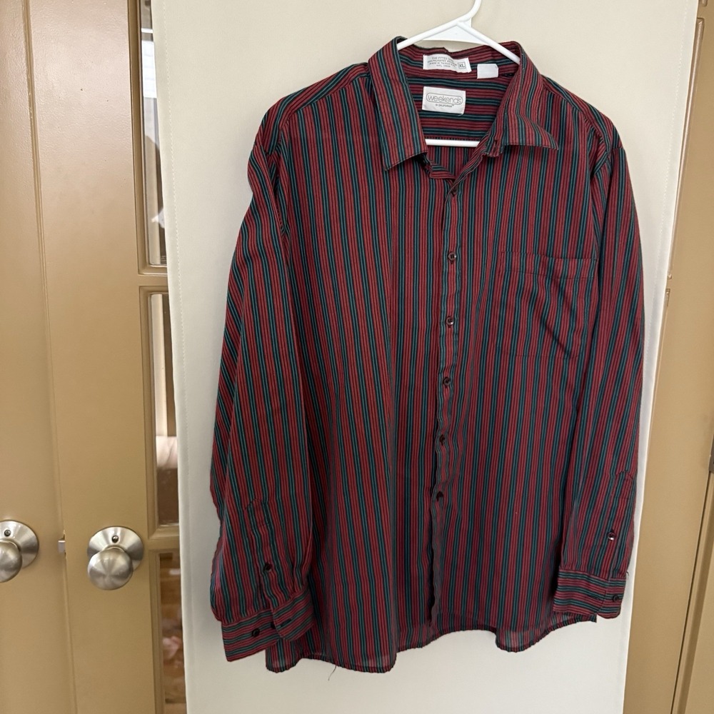Weekends Men's XL‎ Stripe Long Sleeve Button Up Shirt Top